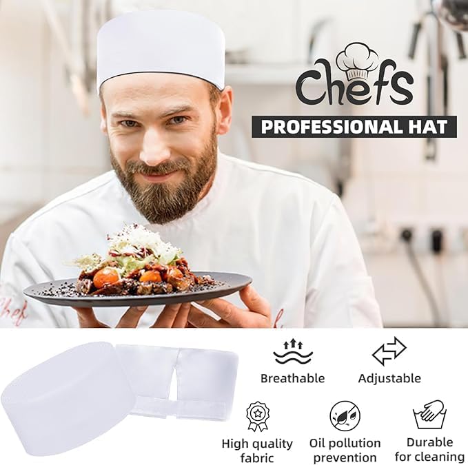 LEQC Chef Skull Cap – Adjustable & Breathable Mesh Chef Hats for Men Women Kitchen Cook Cap, Oil-Resistant Chef Works Hat - Image 3